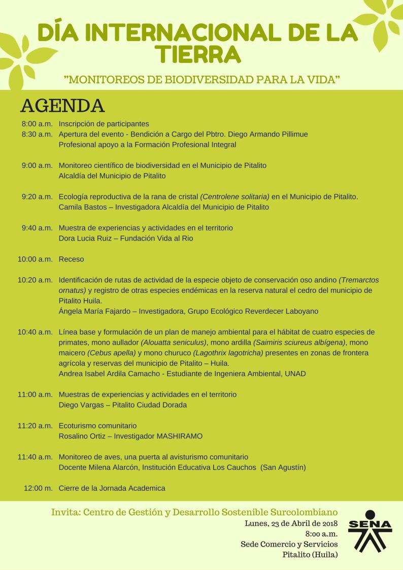 Agenda académica para celebrar el día de la Tierra en el Sena 2