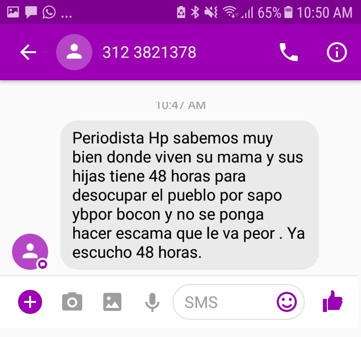Con mensaje intimidante, fue amenazado periodista en Garzón 2
