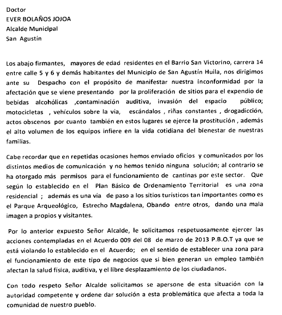 Habitantes de San Agustín inconformes por el descontrol y la inseguridad en varios sectores 2