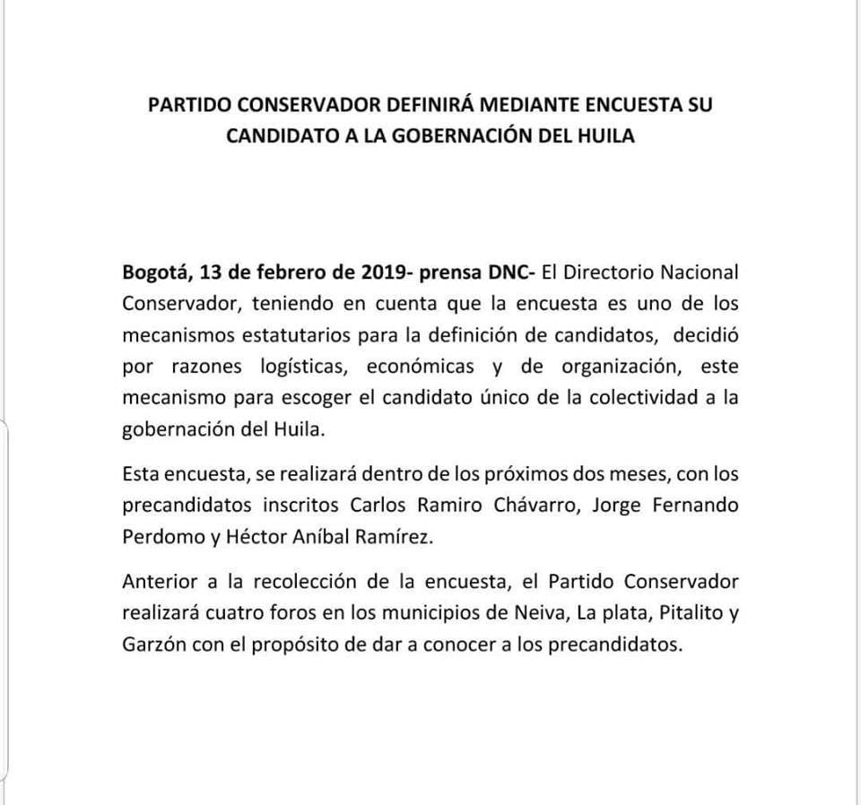 Por falta de consenso, precandidatos conservadores a gobernación harán encuesta 2