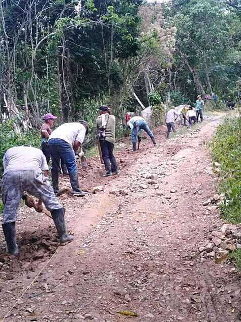 Con su propio esfuerzo, comunidad pavimenta su vía en vereda de Pitalito 1
