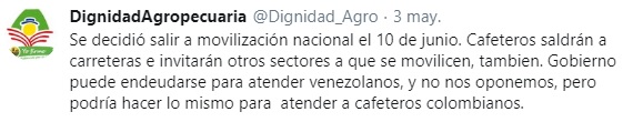 Cafeteros anunciaron movilización nacional el próximo 10 de junio 4