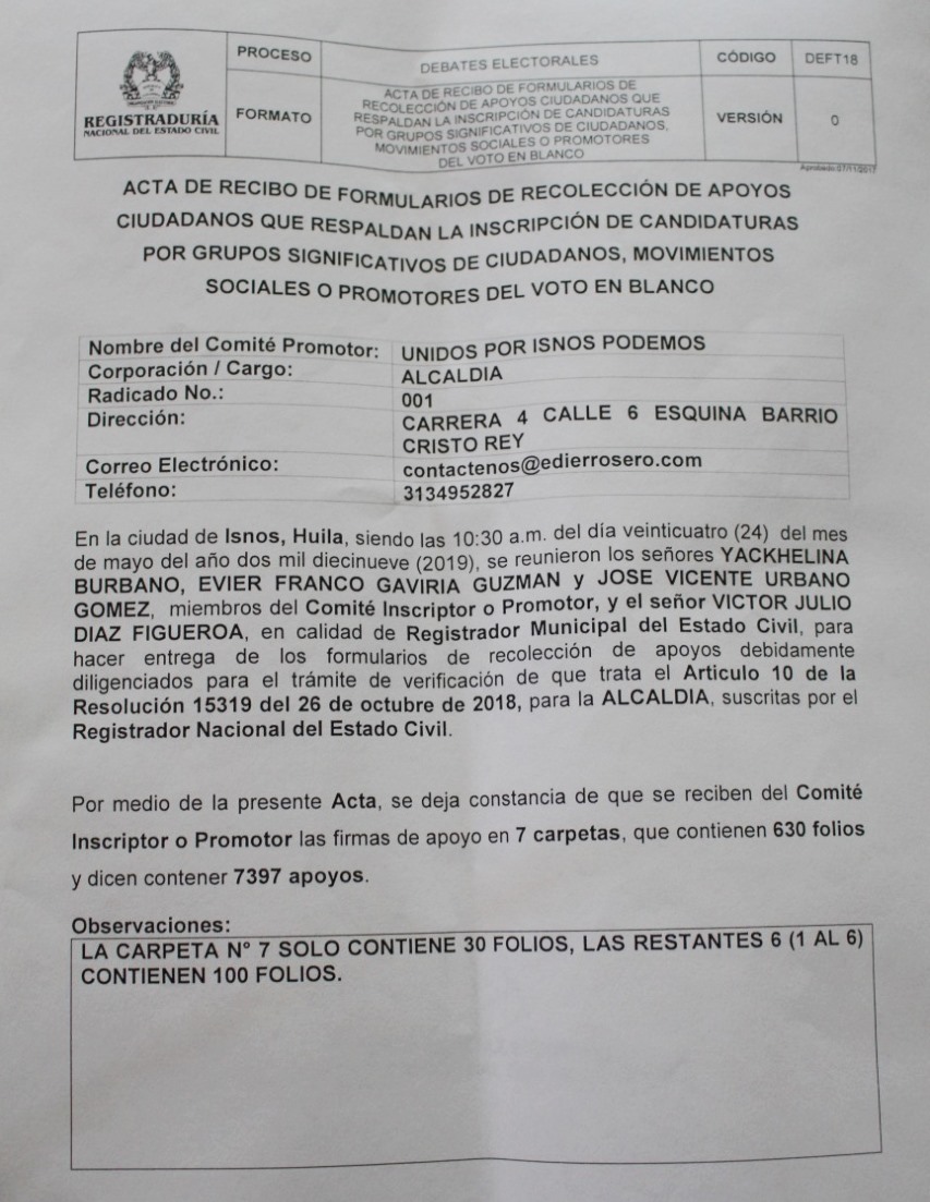 Más de 7.000 firmas recolectó el movimiento “Unidos por Isnos Podemos” 4