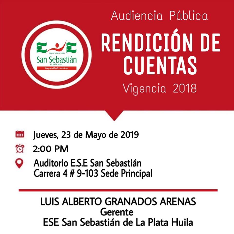 Rendición de cuentas hará la E.S.E San Sebastián de La Plata 1
