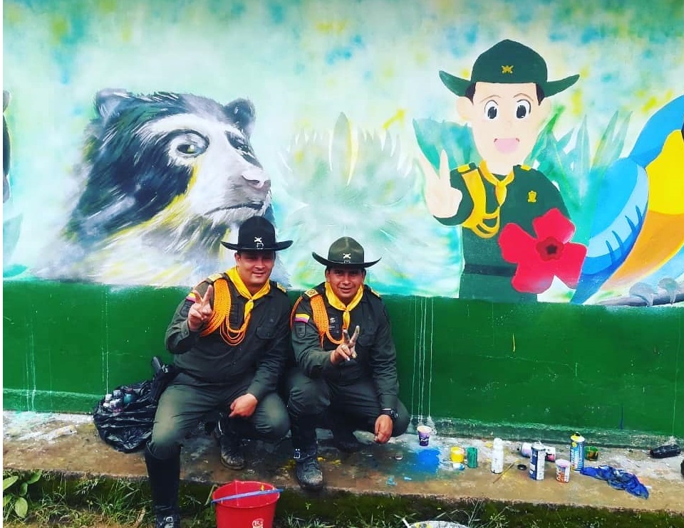 Un mural representa la fauna de la región, en vereda de San Agustín 1