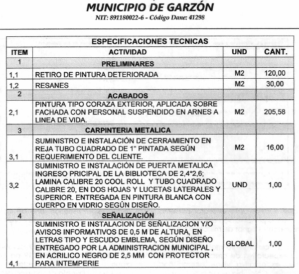 Obras de mejoramiento a la Biblioteca Pública Municipal de Garzón 2