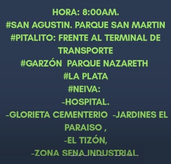 Movilizaciones del paro nacional en Neiva, Campoalegre, La Plata, Garzón y San Agustín 2