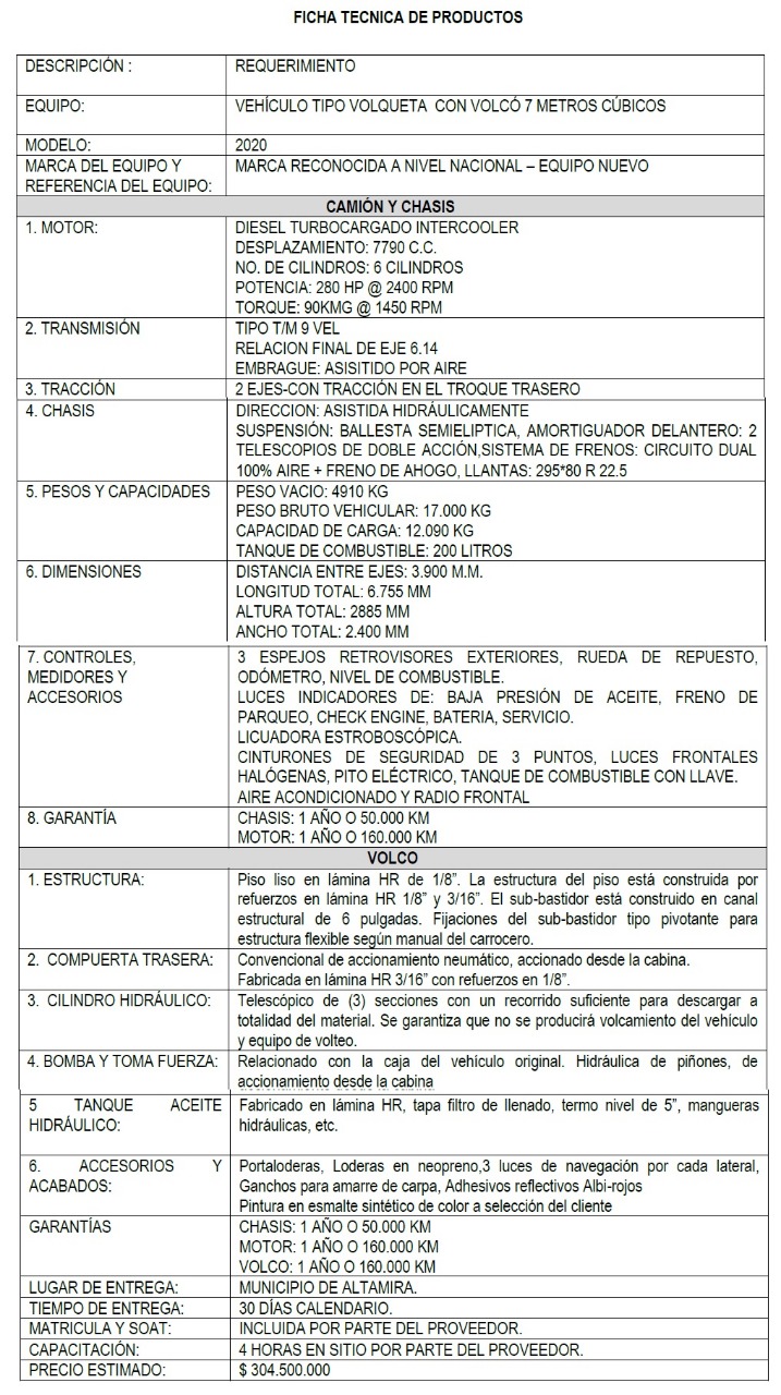 Alcaldía de Altamira busca complementar su parque automotor 1
