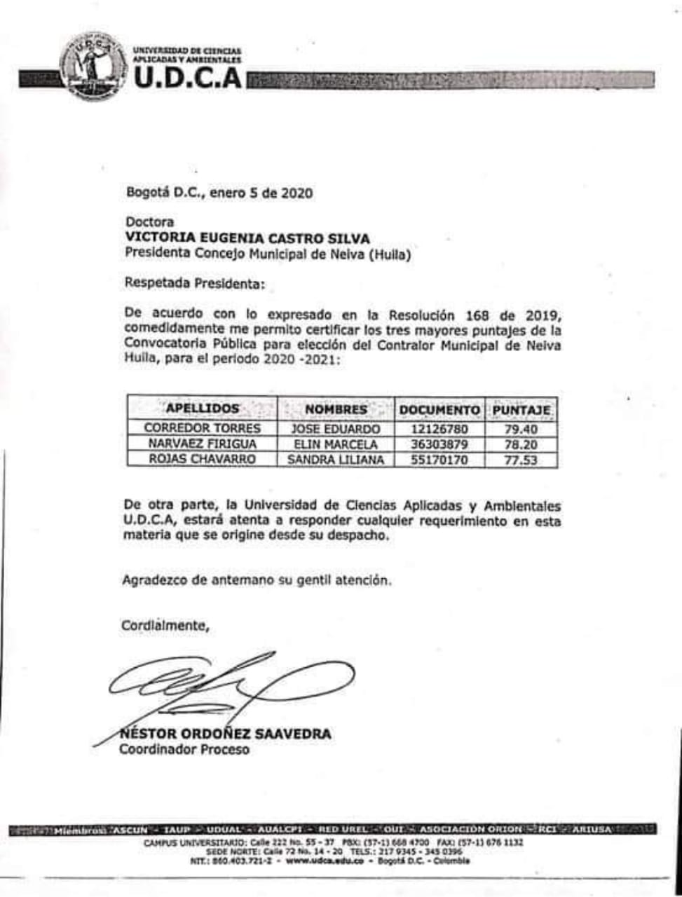 Proceso para elegir contralor y personero de Neiva entró en la recta final 2