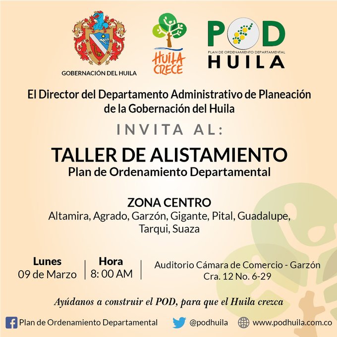 Al centro del Huila llega el proceso de alistamiento del POD Departamental 2