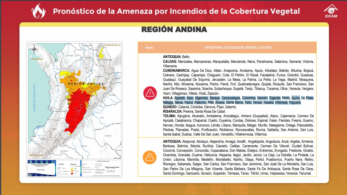 Alerta roja en 23 municipios del Huila por riesgo de incendios 4