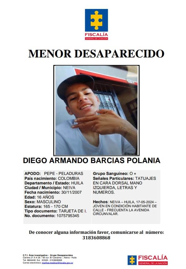 Angustiosa búsqueda de joven desaparecido en Neiva 1
