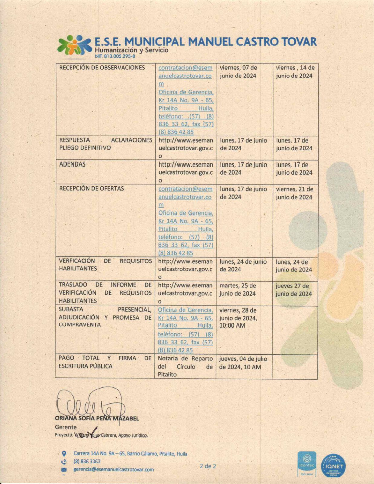 ESE Manuel Castro Tovar puso a la venta un predio en zona rural 3