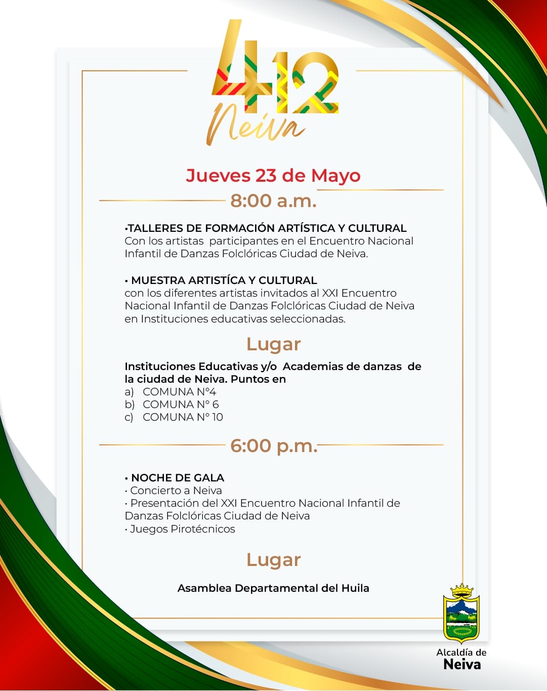 Neiva se prepara para la celebración de sus 412 años de fundación 2
