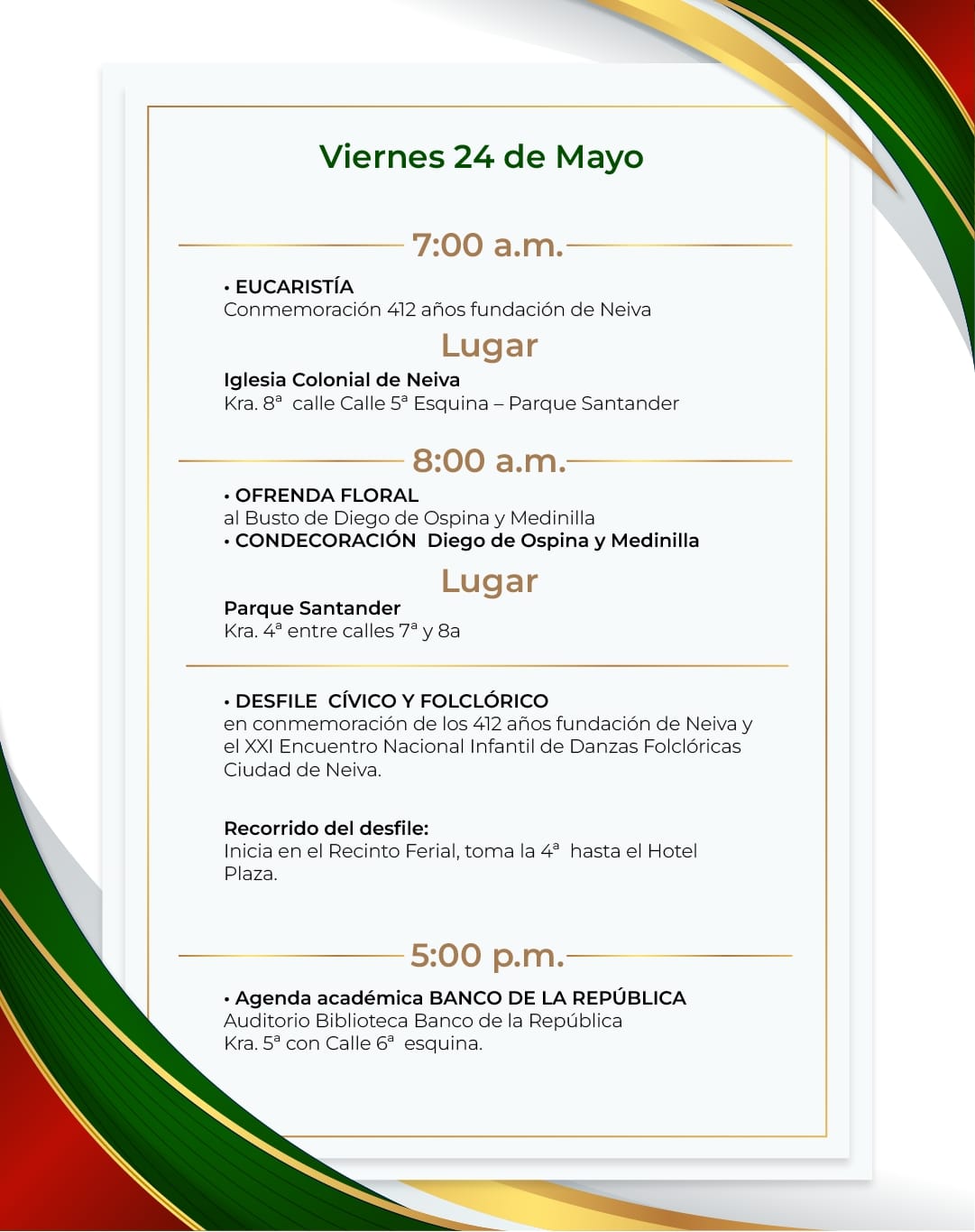 Neiva se prepara para la celebración de sus 412 años de fundación 3