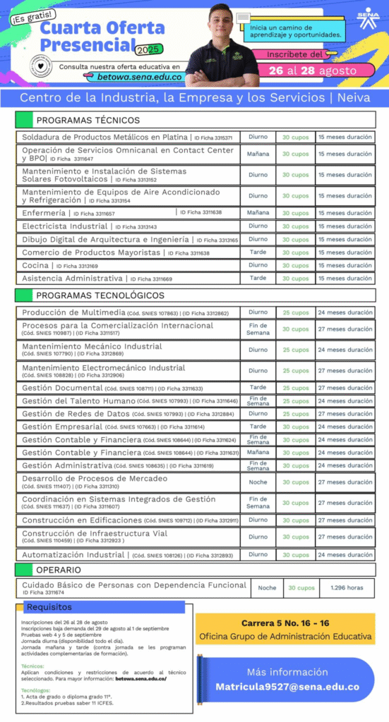Nueva oferta para formación técnica y tecnológica del SENA en el Huila 5