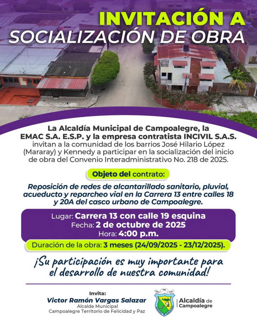 Socializarán obras viales y de saneamiento básico en Campoalegre 1