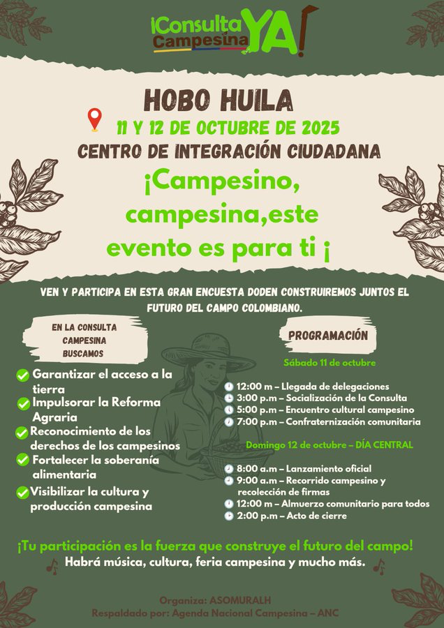 Movilización por la Consulta Popular Campesina en el Huila 1