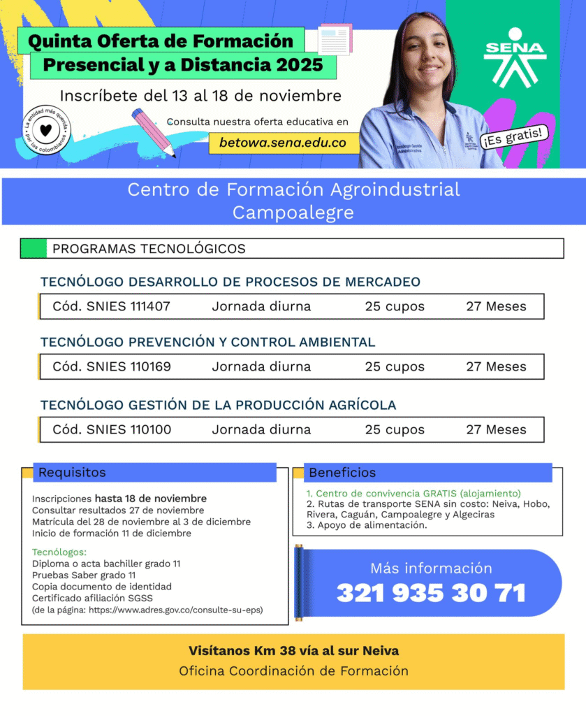 Nueva convocatoria de formación hizo el SENA en el Huila 5