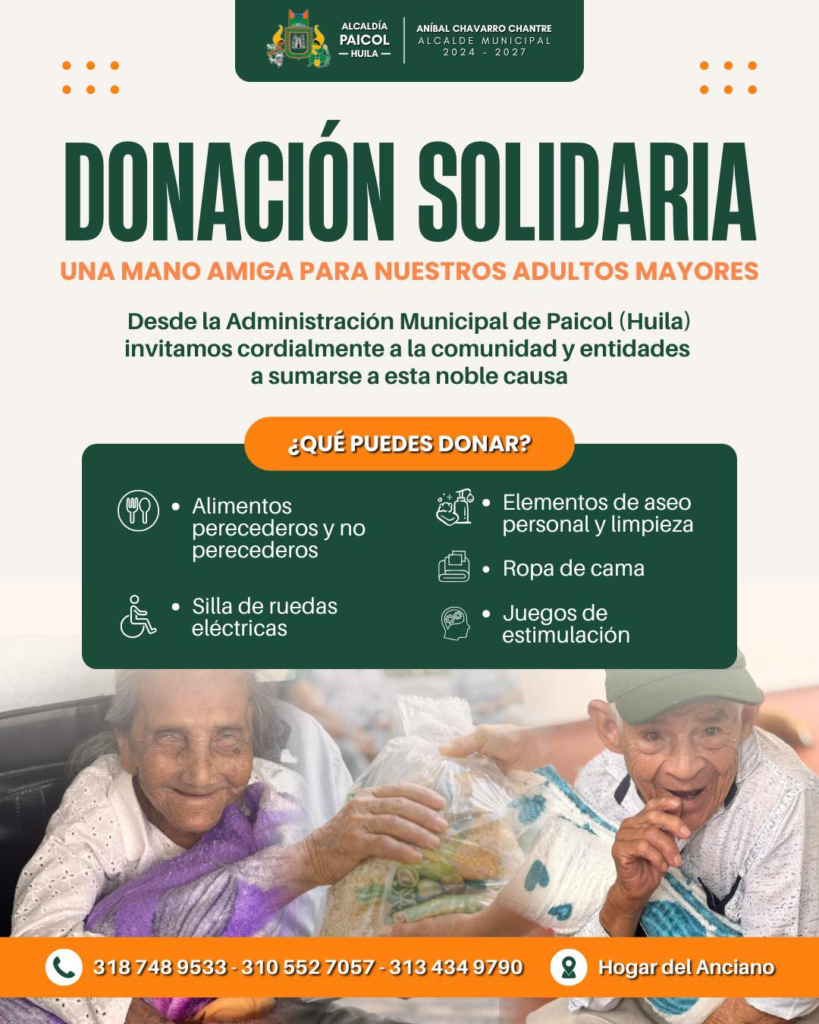 Jornada de donaciones para adultos mayores en Paicol 1
