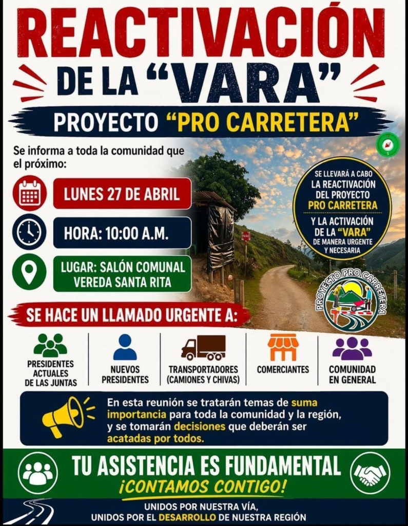Comunidad rural de Aipe hará colecta para mejorar su vía 1