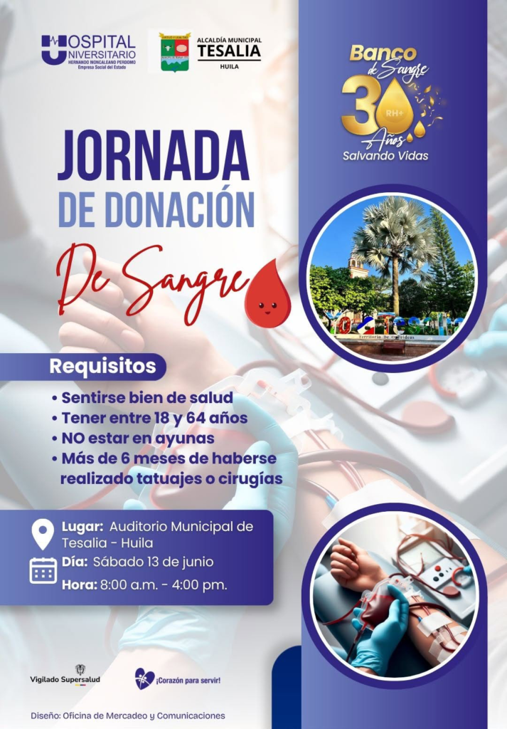 Jornada de donación de sangre en el municipio de Tesalia 1