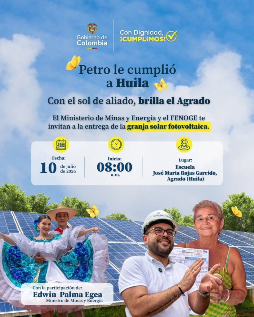 Ministro de Minas y Energía confirmó visita a El Agrado 1