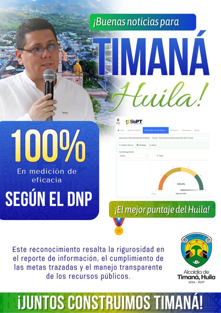 Timaná obtiene el primer lugar de eficacia en el Huila según el DNP 1
