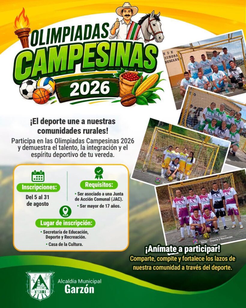Abren inscripciones para las Olimpiadas Campesinas en Garzón 1