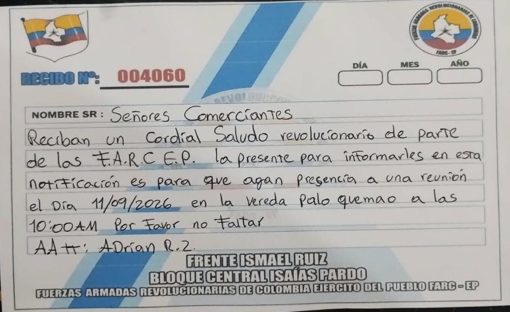Disidencias tienen desesperados a comerciantes y paneleros en Isnos 1