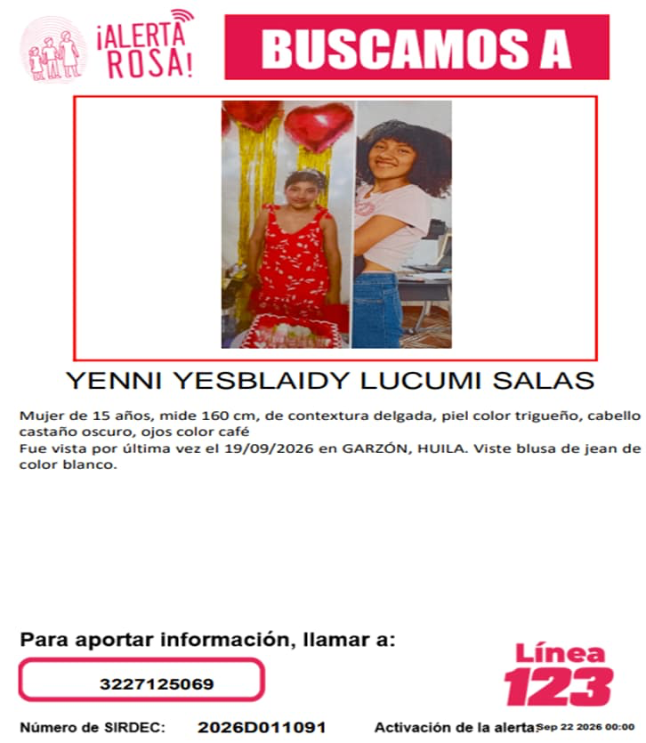 Angustiosa búsqueda de menor desaparecida en Garzón 1