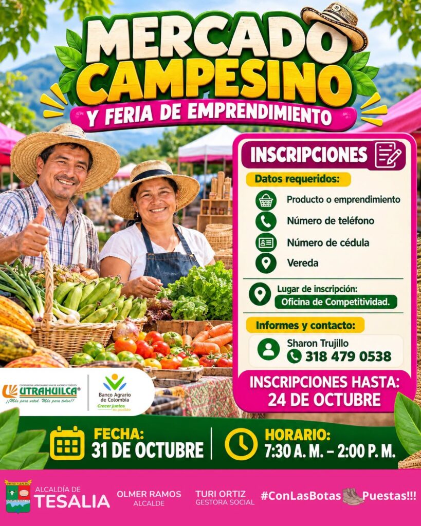 Mercado campesino se realizará en el municipio de Tesalia 1